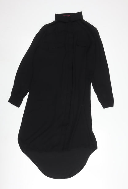 Missi London Women's Black Collared Shirt Dress Size 10