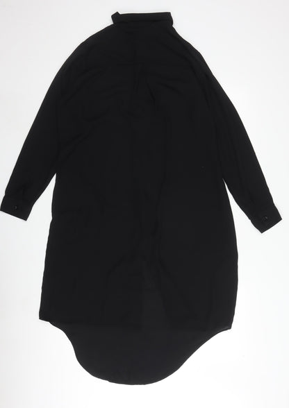 Missi London Women's Black Collared Shirt Dress Size 10