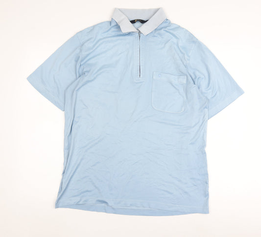 Gabicci Men's Blue Polo Shirt M Short Sleeve 1/4 Zip