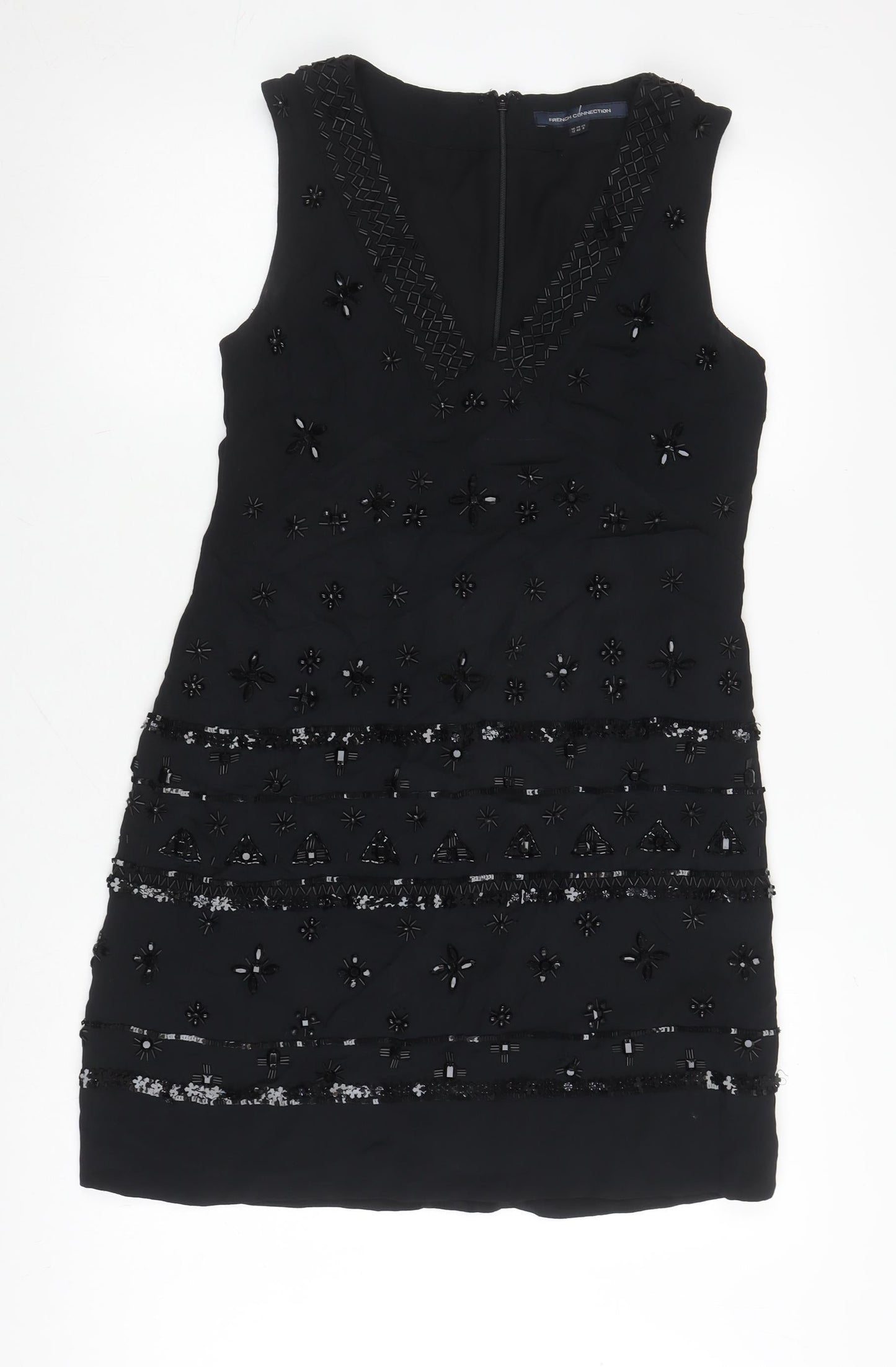 French Connection Women's Black Beaded Dress Size 12
