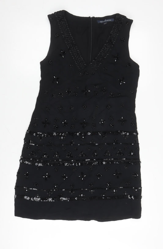 French Connection Women's Black Beaded Dress Size 12