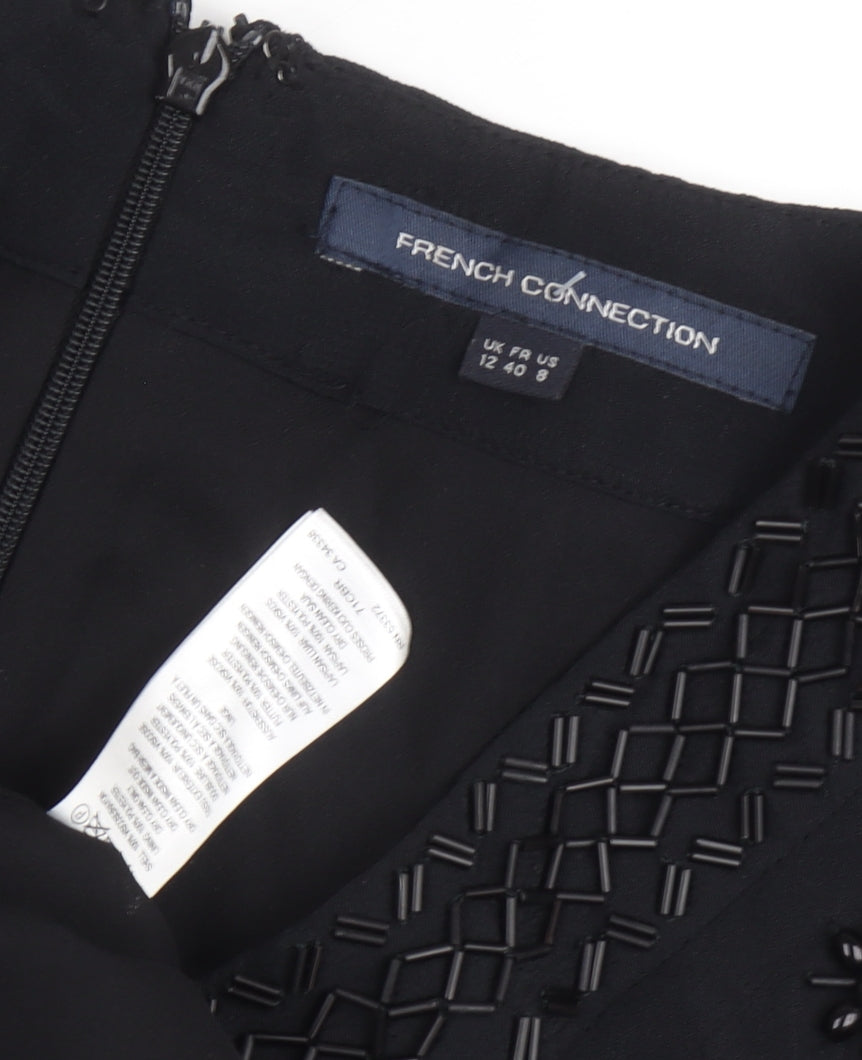 French Connection Women's Black Beaded Dress Size 12