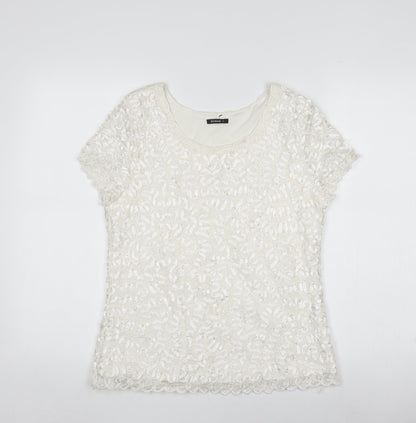 Womens UK Size 14 Roman White Basic T-Shirt