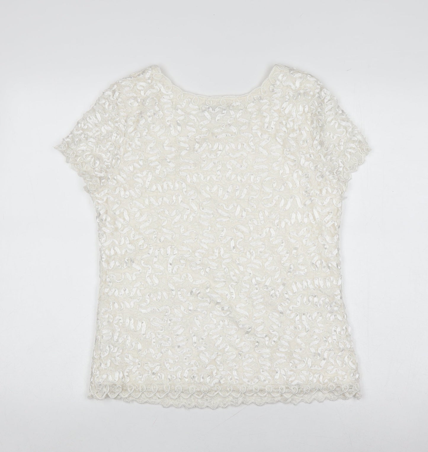 Womens UK Size 14 Roman White Basic T-Shirt