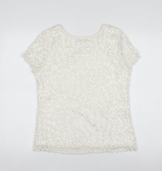 Womens UK Size 14 Roman White Basic T-Shirt