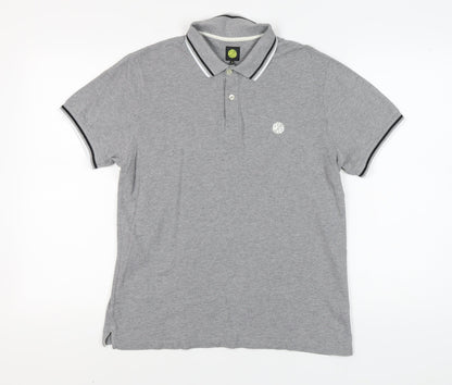 Pretty Green Men's Grey Polo Shirt, Medium, Short Sleeve