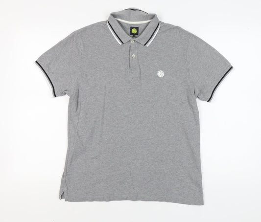 Pretty Green Men's Grey Polo Shirt, Medium, Short Sleeve