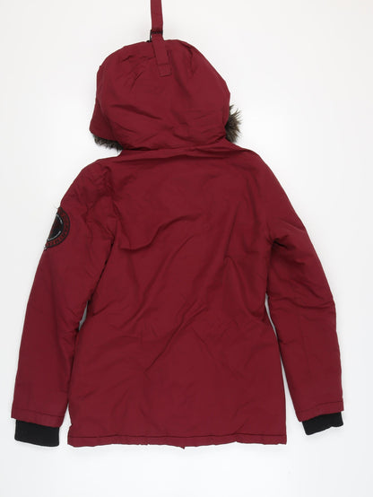 Womens UK Size XS Superdry Red Parka Coat