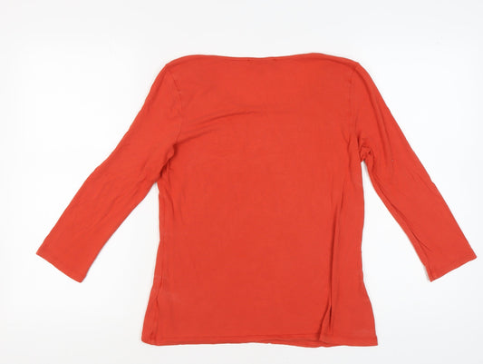 Jaeger Women's Red Scoop Neck 3/4 Sleeve Top M