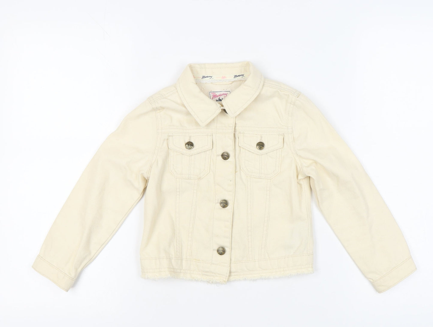 Mantary Girls Beige Denim Jacket, Size 7, Cotton