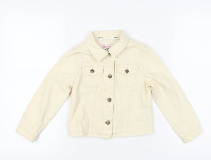 Mantary Girls Beige Denim Jacket, Size 7, Cotton