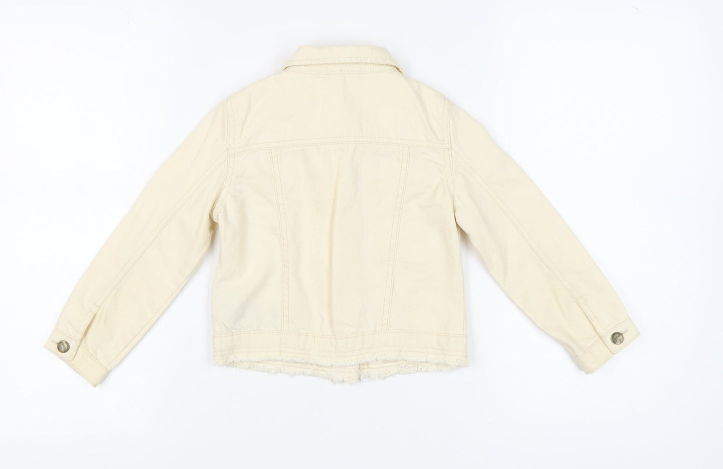 Mantary Girls Beige Denim Jacket, Size 7, Cotton
