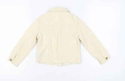 Mantary Girls Beige Denim Jacket, Size 7, Cotton