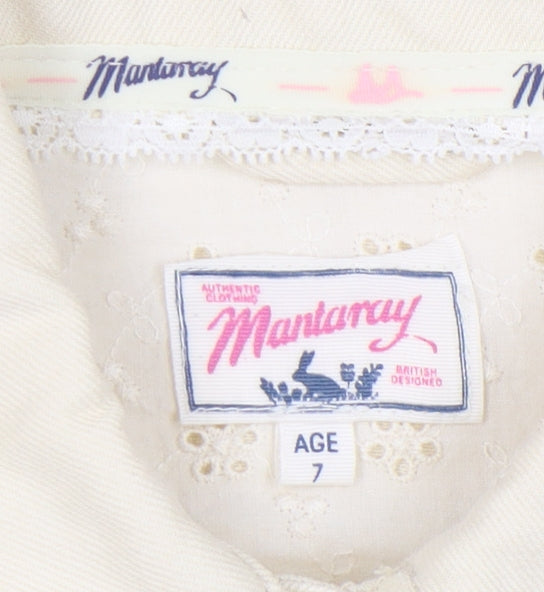 Mantary Girls Beige Denim Jacket, Size 7, Cotton
