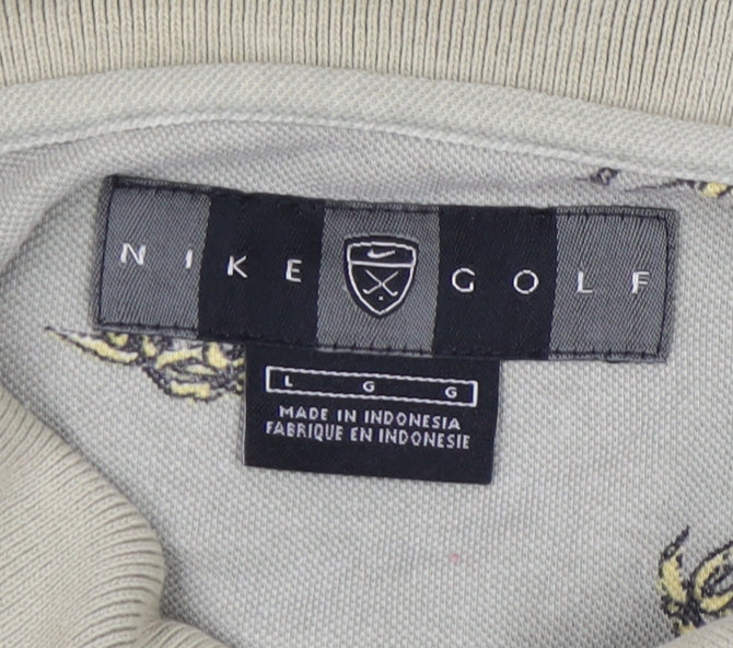 Nike Men's Grey Polo, L, Animal Print, Golf Style