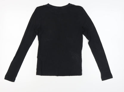 Womens UK Size 10 Whistles Black Basic T-Shirt