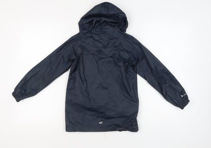 Regatta Boys Blue Windbreaker Jacket, Size 8, Hooded, Waterproof