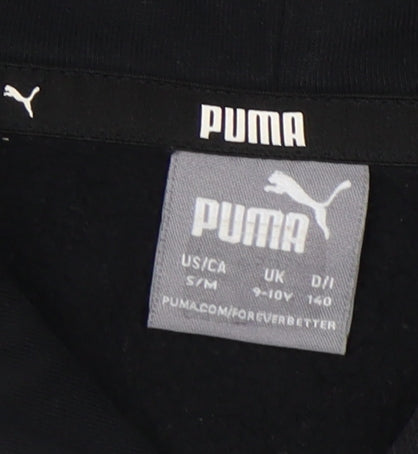 Puma Boys Black Pullover Hoodie 9-10 Years with Logo Print