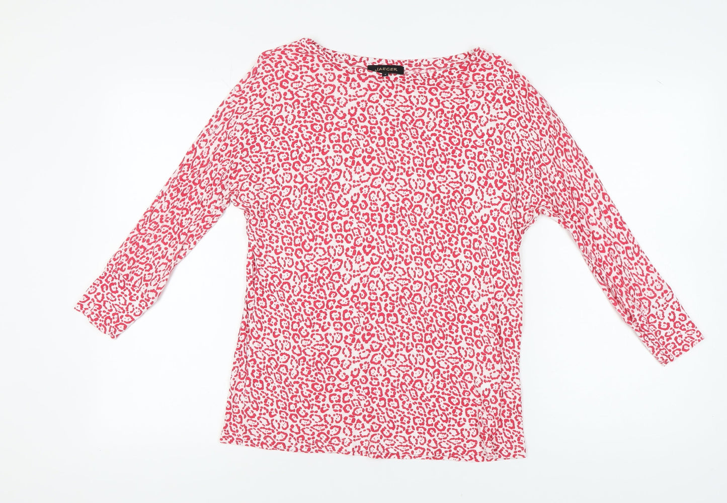Jaeger Women's Red Animal Print Top, Size S, Long Sleeve