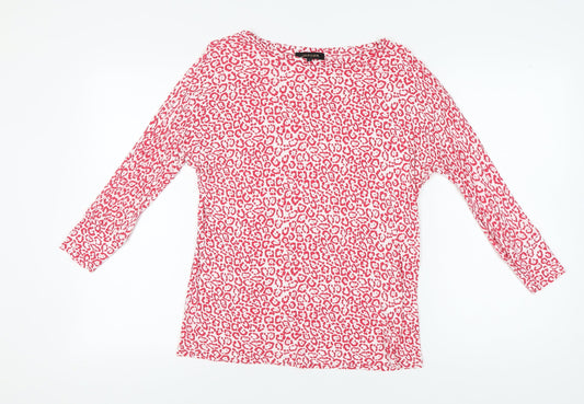 Jaeger Women's Red Animal Print Top, Size S, Long Sleeve
