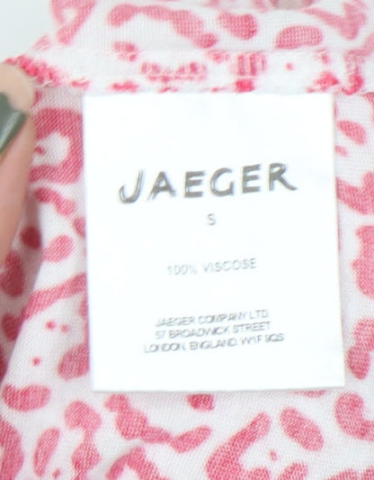 Jaeger Women's Red Animal Print Top, Size S, Long Sleeve