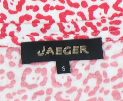 Jaeger Women's Red Animal Print Top, Size S, Long Sleeve
