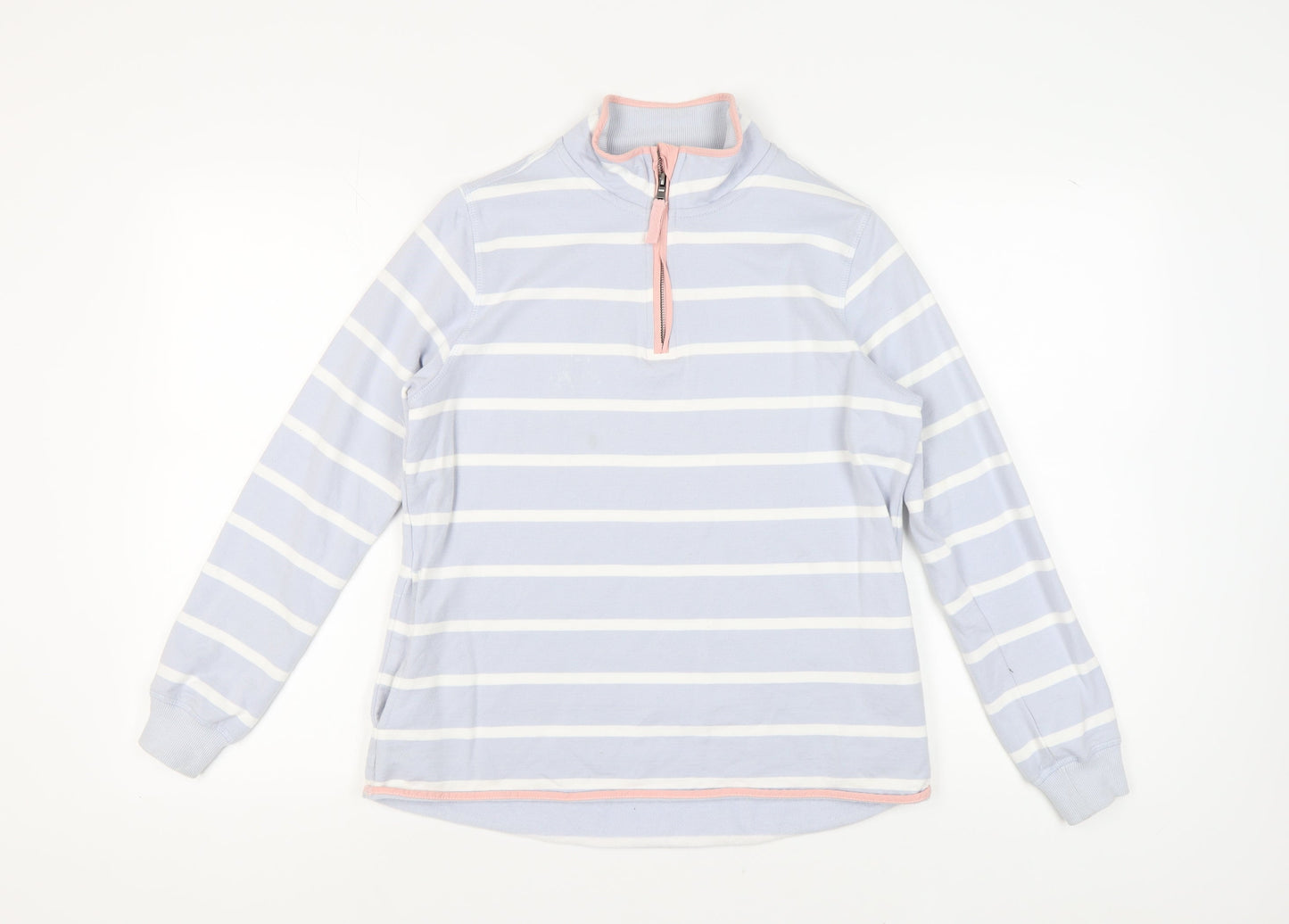 WoolOvers Women's Blue Striped Henley Sweatshirt S