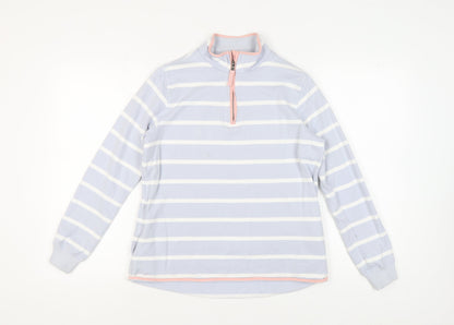 WoolOvers Women's Blue Striped Henley Sweatshirt S