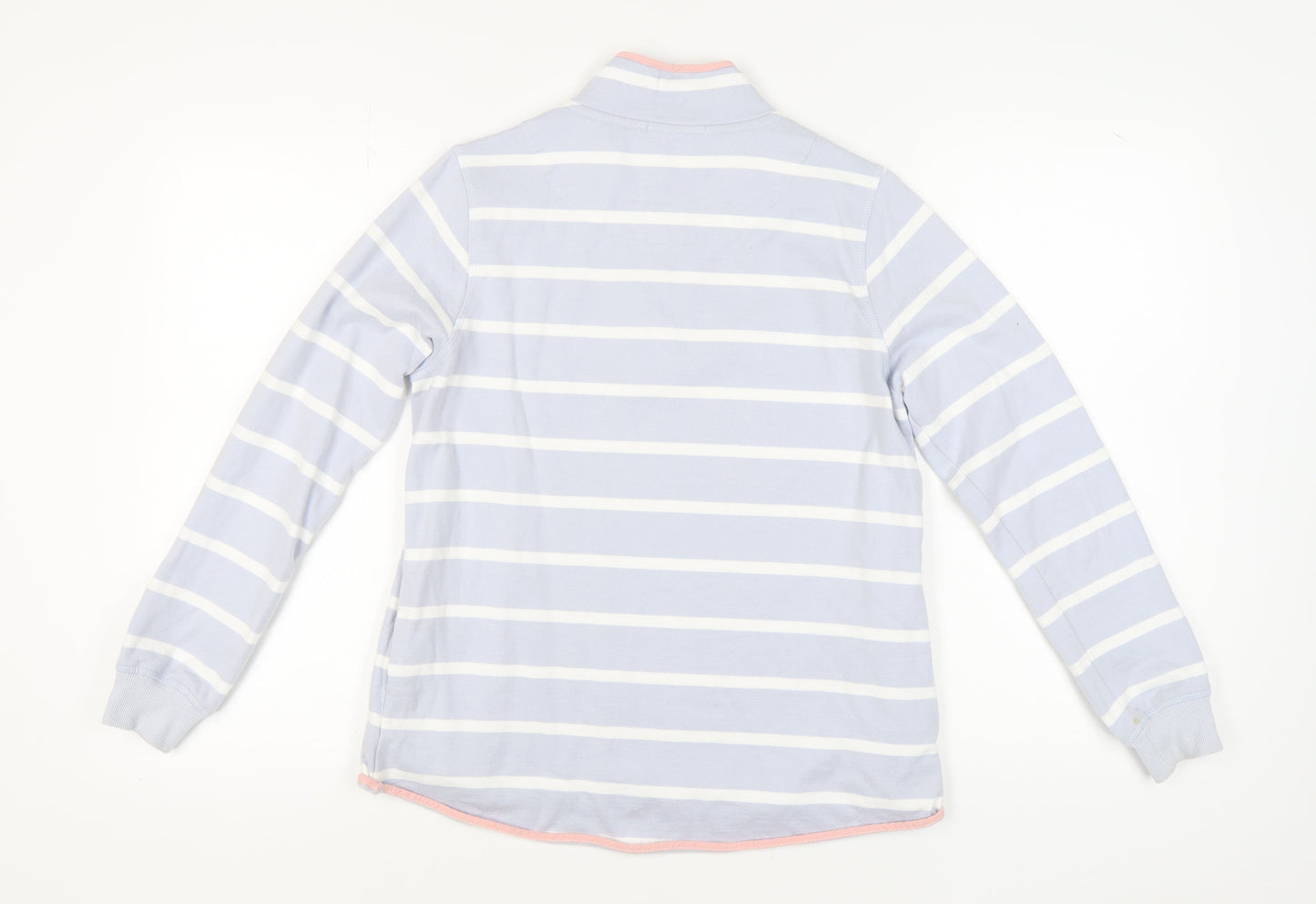 WoolOvers Women's Blue Striped Henley Sweatshirt S