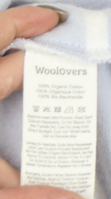 WoolOvers Women's Blue Striped Henley Sweatshirt S