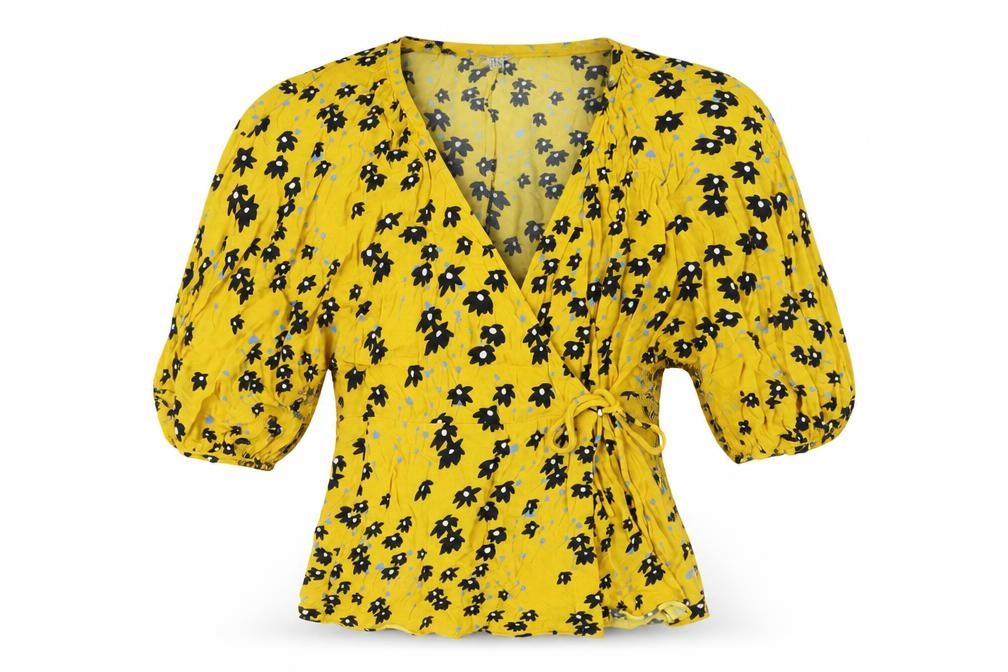 Womens UK Size 6 Jigsaw Yellow Wrap Blouse