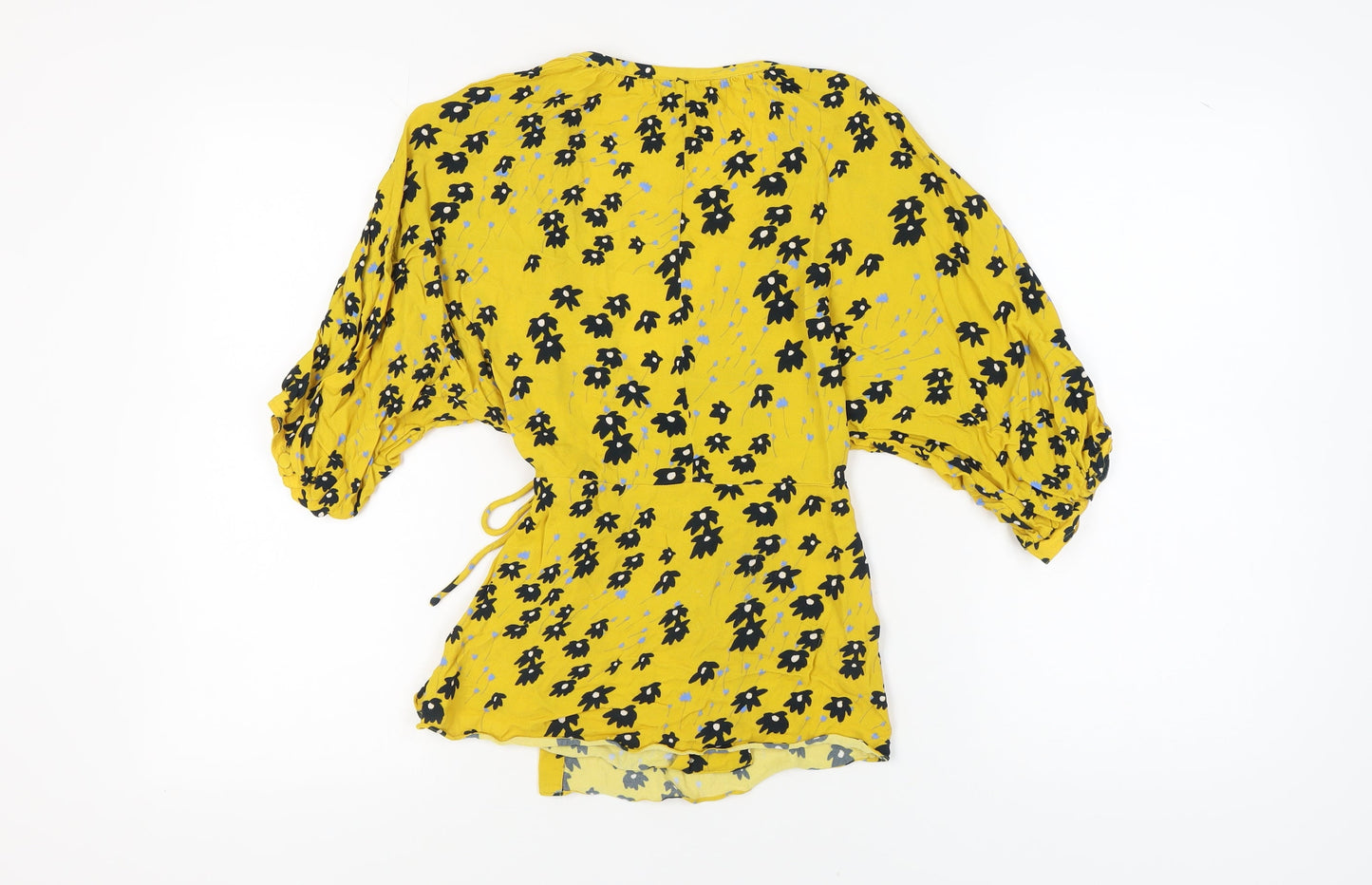 Womens UK Size 6 Jigsaw Yellow Wrap Blouse