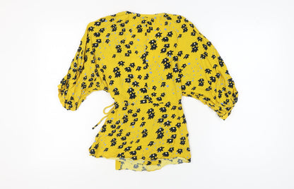 Womens UK Size 6 Jigsaw Yellow Wrap Blouse