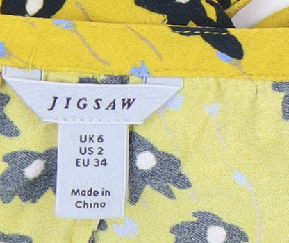Womens UK Size 6 Jigsaw Yellow Wrap Blouse