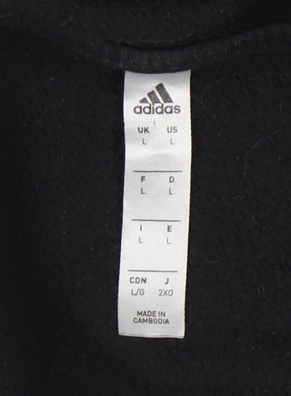 Adidas Men's Black Pullover Hoodie L - Logo Accented
