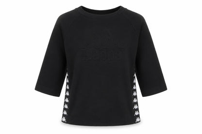 Front view of Kappa unisex kids black small sweatshirt with logo