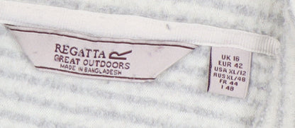 Regatta Women's Ivory Striped Pullover Sweatshirt, Size 16