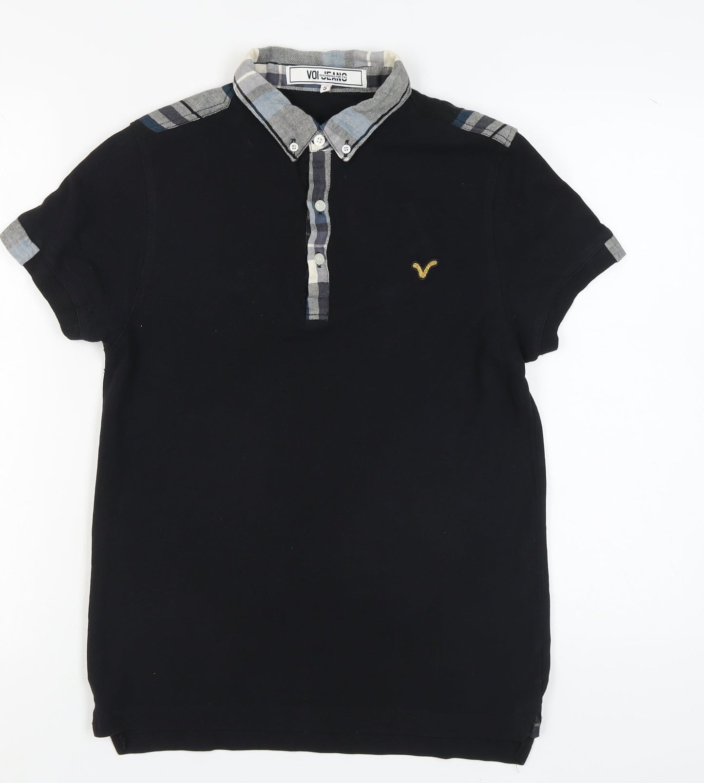 Voi Jeans Men's Black Polo Shirt Size S, Button-Down