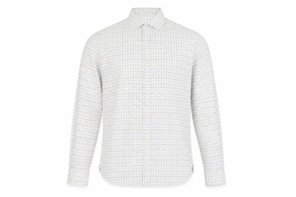 Front view of Massimo Dutti Men's White Check Long Sleeve Shirt, size 44