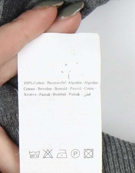 Jack & Jones Men's Grey Graphic V-Neck Pullover Jumper - L