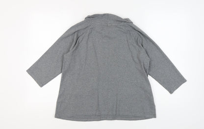 Laura Ashley Grey 3/4 Sleeve Top, UK 14, High Neck, Cotton