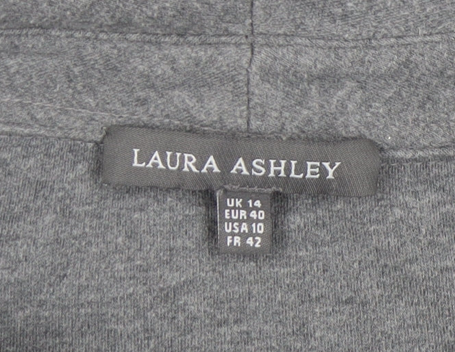 Laura Ashley Grey 3/4 Sleeve Top, UK 14, High Neck, Cotton