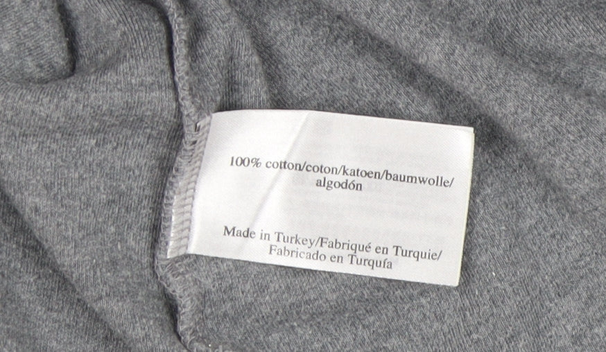 Laura Ashley Grey 3/4 Sleeve Top, UK 14, High Neck, Cotton