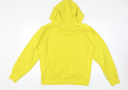 Surfanic Men's Yellow Pullover Hoodie, L, Logo Accents
