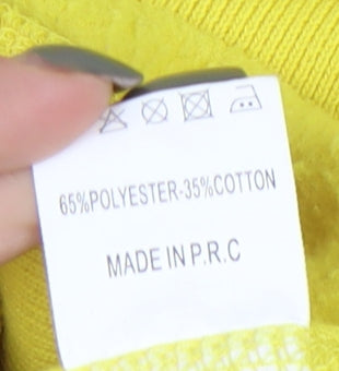 Surfanic Men's Yellow Pullover Hoodie, L, Logo Accents