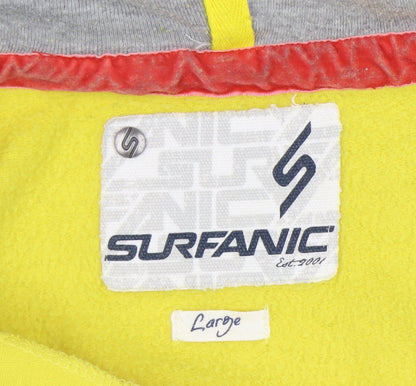 Surfanic Men's Yellow Pullover Hoodie, L, Logo Accents