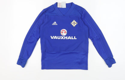 Adidas Boys Blue Long Sleeve Football T-Shirt 9-10Y