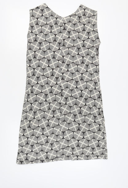 White Stuff Women's Grey Geometric Shift Dress Size 10