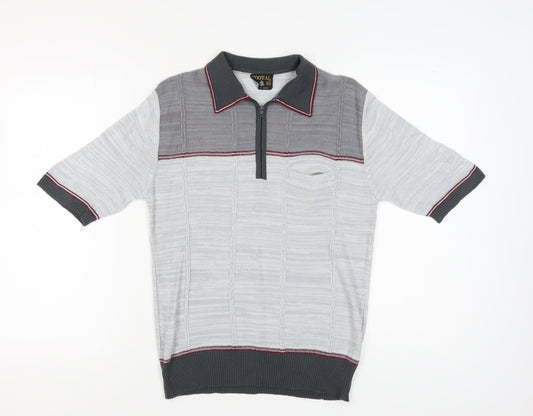 Tootal Men's Grey Collared Full Zip Jumper Size L