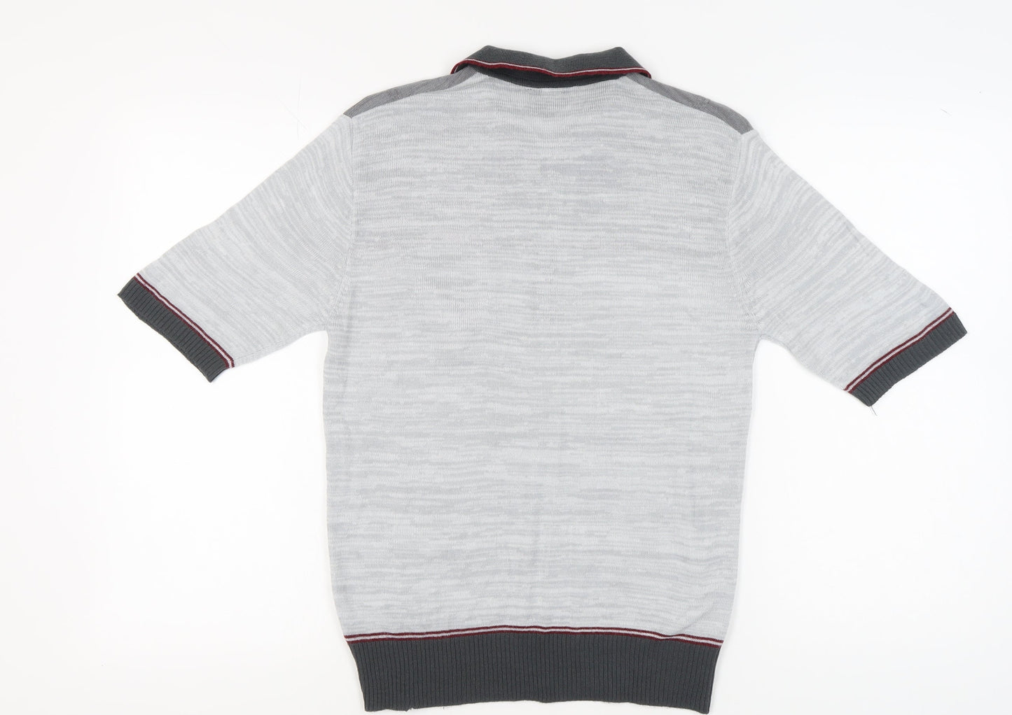 Tootal Men's Grey Collared Full Zip Jumper Size L